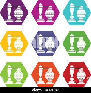 Chemical installation icons set 9 vector Stock Vector