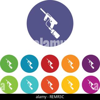Paintball gun charging icons set vector color Stock Vector