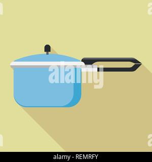 Hand pressure cooker icon, flat style Stock Vector