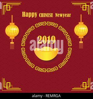 Happy Chinese New Year 2019. Happy New Year. Vector illustration. Stock Vector