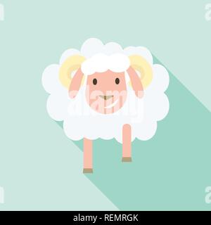 Smile sheep icon, flat style Stock Vector