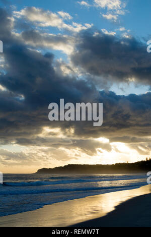 Sunrise over Point Lookout seen from Home Beach, North Stradbroke Island, Queensland, Australia Stock Photo