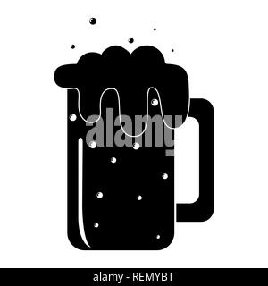 simple flat illustration of a glass with a foamy carbonated drink Stock Vector