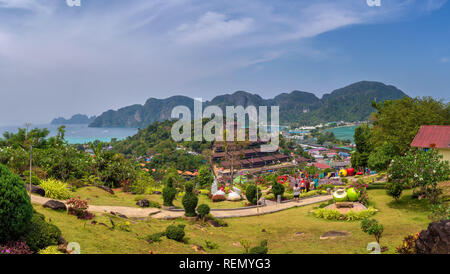 Panoramic view over Koh Phi Phi Island in Thailand Stock Photo