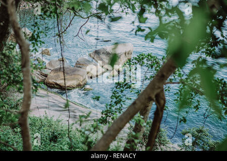 grotto, stones, sea, dark blue, ocean Stock Photo