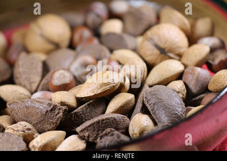 Assorted nuts in a bowl Stock Photo