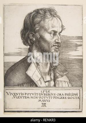 Philip Melanchthon. Artist: Albrecht Dürer (German, Nuremberg 1471-1528 Nuremberg). Dimensions: sheet: 6 15/16 x 5 in. (17.7 x 12.7 cm) fair margin. Date: 1526. Museum: Metropolitan Museum of Art, New York, USA. Stock Photo