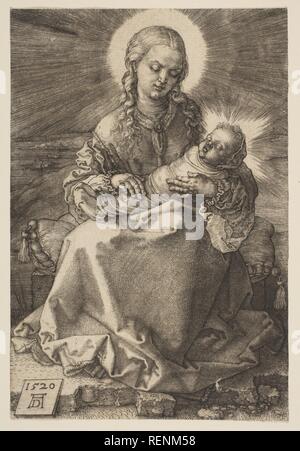 The Virgin with the Swaddled Child. Artist: Albrecht Dürer (German, Nuremberg 1471-1528 Nuremberg). Dimensions: Sheet: 5 1/2 × 3 3/4 in. (14 × 9.5 cm). Date: 1520. Museum: Metropolitan Museum of Art, New York, USA. Stock Photo