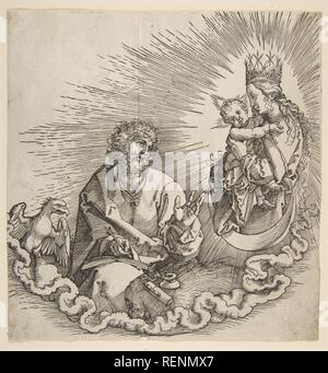 The Virgin Appearing to Saint John, Frontispiece to the Apocalypse. Artist: Albrecht Dürer (German, Nuremberg 1471-1528 Nuremberg). Dimensions: Sheet: 7 3/8 × 7 1/16 in. (18.7 × 17.9 cm). Date: 1511. Museum: Metropolitan Museum of Art, New York, USA. Stock Photo