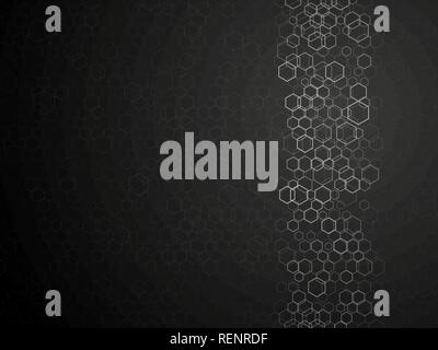 hexagonal outline abstract dark background Stock Vector