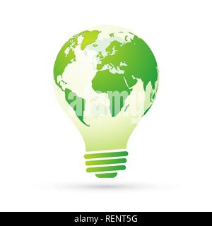 globe with globe energy saving concept view of europe Stock Vector
