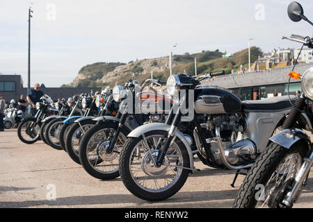 Classic Motorbike Show on the Stade, Hastings, East Sussex, UK Stock Photo