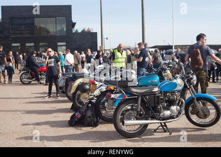 Classic Motorbike Show on the Stade, Hastings, East Sussex, UK Stock Photo