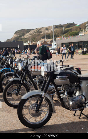 Classic Motorbike Show on the Stade, Hastings, East Sussex, UK Stock Photo