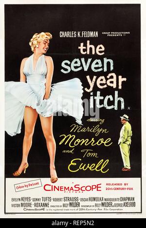 The Seven Year Itch Year : 1955 USA Director : Billy Wilder Tom Ewell , Marilyn Monroe Poster (UK) Stock Photo