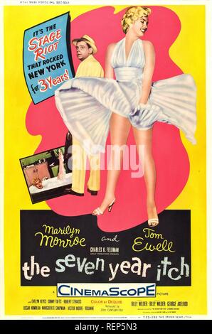 The Seven Year Itch Year : 1955 USA Director : Billy Wilder Tom Ewell , Marilyn Monroe Poster (USA) Stock Photo