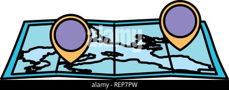 map with location pins Over white background, vector illustration Stock Vector