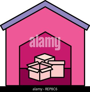 Warehouse with boxes over white background, vector illustration Stock Vector