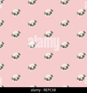 Seamless vector pattern with pug. Stock Vector