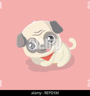 Cute puppy pug on pastel background. Stock Vector