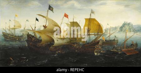 Battle of Cadiz Dutch and English Ships Attack the Spanish Armada