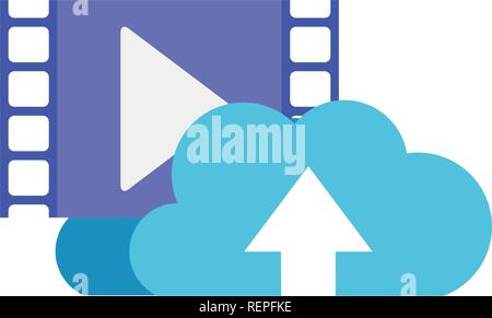 download cloud with objects isolated icon Stock Vector