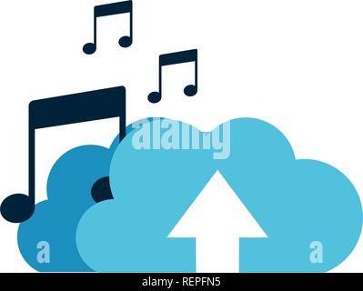 download cloud with objects isolated icon Stock Vector