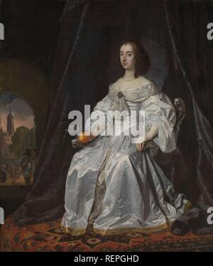 Mary Stuart, Princess of Orange, as Widow of William II. Portrait of Princess Mary Stuart (1631-1660), Widow of Willem II, Prince of Orange. Dating: 1652. Measurements: h 199.5 cm × w 170 cm. Museum: Rijksmuseum, Amsterdam. Author: Bartholomeus van der Helst. HELST, BARTHOLOMEUS VAN DER. Stock Photo