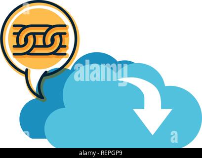 download cloud with objects isolated icon Stock Vector