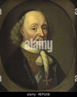 Portrait of Johan Maurits (1604-79), count of Nassau-Siegen and governor of Brazil. Dating: 1670 - 1680. Measurements: h 15.9 cm × w 14 cm; d 3.3 cm. Museum: Rijksmuseum, Amsterdam. Author: Michiel van Musscher. Stock Photo