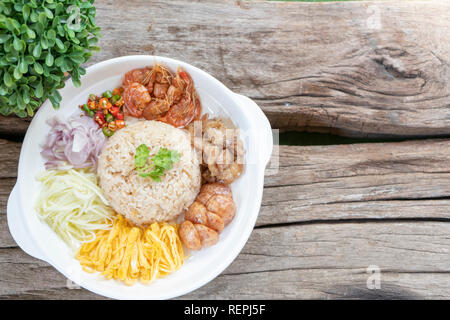 thai fried rice with shrimp paste, khao kluk kapi - Image Stock Photo