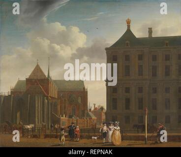 The Nieuwe Kerk and the Town Hall on the Dam in Amsterdam. De Nieuwe Kerk en het stadhuis op de Dam in Amsterdam. Dating: c. 1780 - c. 1790. Measurements: h 59 cm × w 73 cm. Museum: Rijksmuseum, Amsterdam. Author: ISAAC OUWATER. Stock Photo