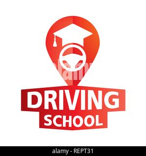 vector logo on the theme of driving school, car Stock Vector