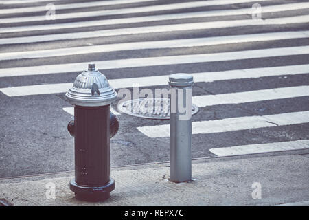 New York City fire hydrant, color toning applied, USA. Stock Photo