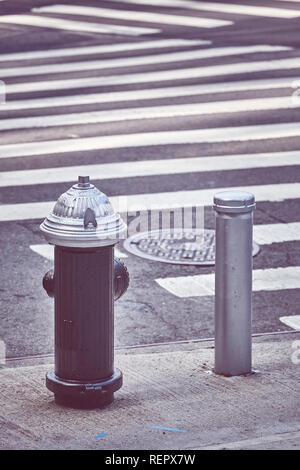 New York City fire hydrant, color toning applied, USA. Stock Photo