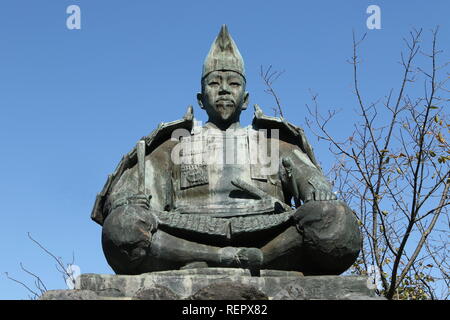 Statue of Minamoto no Yoritomo at Genjiyama Park, Kamakura, Kanagawa Prefecture, Japan Stock Photo