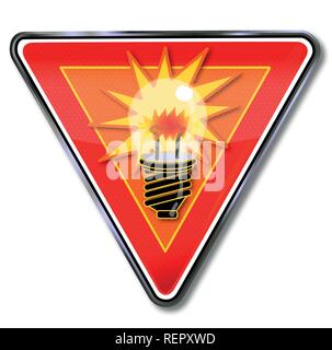 Sign idea, light bulb and creativity Stock Vector