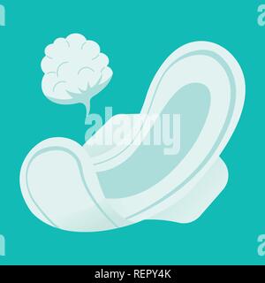 Sanitary Napkin Vector Background. Realistic Detailed Sanitary Napkin with Wings Health and Hygiene Necessary Product for Menstruation Female Period Stock Vector