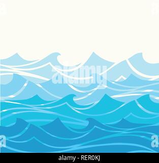 Blue water sea waves abstract vector background. Water wave curve background, line ocean banner illustration Stock Vector