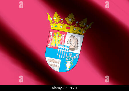 Segovia stylish waving and closeup flag illustration. Perfect for background or texture purposes. Stock Photo