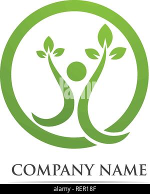 Tree green people identity card vector logo template Stock Vector