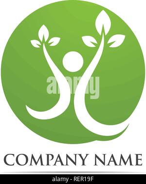 Tree green people identity card vector logo template Stock Vector