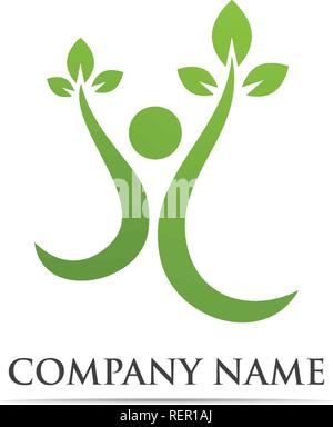 Tree green people identity card vector logo template Stock Vector