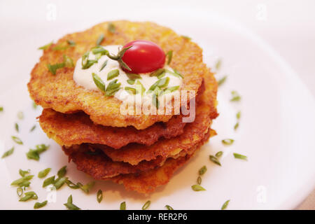 ruddy Potato pancakes, Ukrainian national dish meal Stock Photo