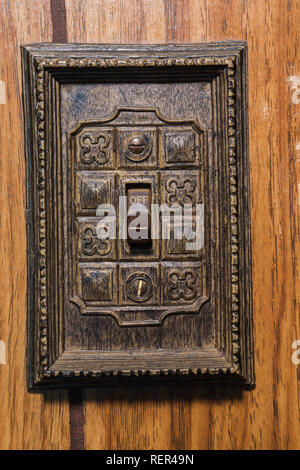 Close up of Old electrical wall switch in off position Stock Photo