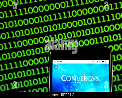 January 22, 2019 - Kiev, Ukraine - Convergys Information management company logo seen displayed on a smart phone. (Credit Image: © Igor Golovniov/SOPA Images via ZUMA Wire) Stock Photo