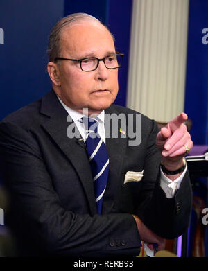 Washington DC, USA. 22nd Jan, 2019. Director of the National Economic Council Larry Kudlow is interviewed by CNBC in the Brady Briefing Room of the White House in Washington, DC on Tuesday, January 22, 2019. Credit: Ron Sachs/CNP /MediaPunch Credit: MediaPunch Inc/Alamy Live News Stock Photo