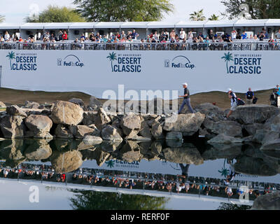 January 20, 2019 Adam Long approaches the 17th green during the final round of the Desert Classic golf tournament on the Stadium Course at PGA West in La Quinta, California. Charles Baus/CSM Stock Photo