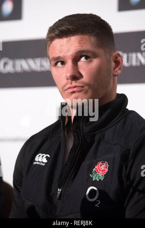 London, UK. 23rd Jan, 2019. Guinness Rugby Union 6 Nations Launch at The Hurlingham Club, London, UK. England rugby Captain Owen Farrell. Credit: Phil Rees/Alamy Live News Stock Photo