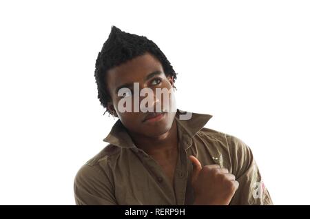 Fashionable young black man in thoughtful pose Stock Photo